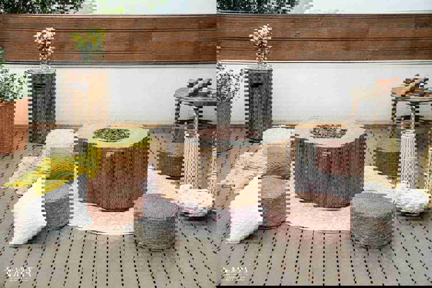 Manchester Natural Wood Concrete Fire Pit Table