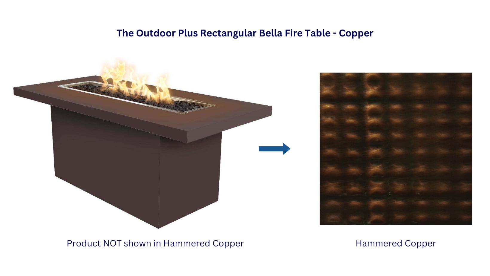 Outdoor Plus 72 Rectangular Bella Copper Fire Table - Durable & Stylish