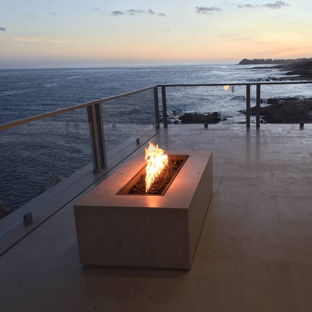 Top Fires Regal 54-Inch Rectangular GFRC Gas Fire Pit with Electronic Ignition