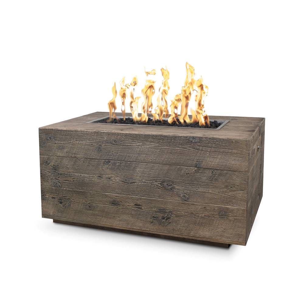 Top Fires Catalina Rectangular Wood Grain GFRC Direct Spark Gas Fire Pit Table