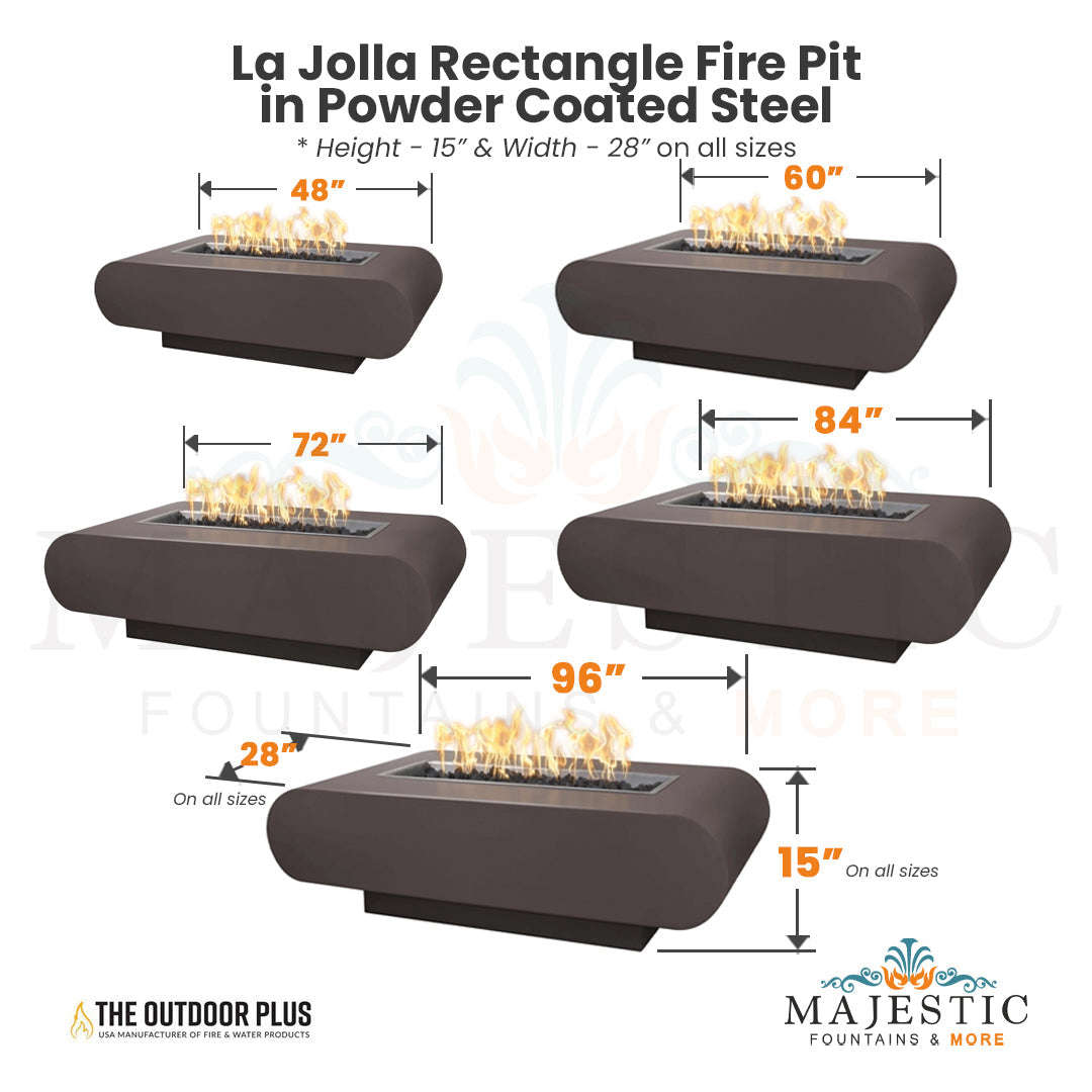 Outdoor Plus La Jolla Rectangle Fire Pit with Free Cover