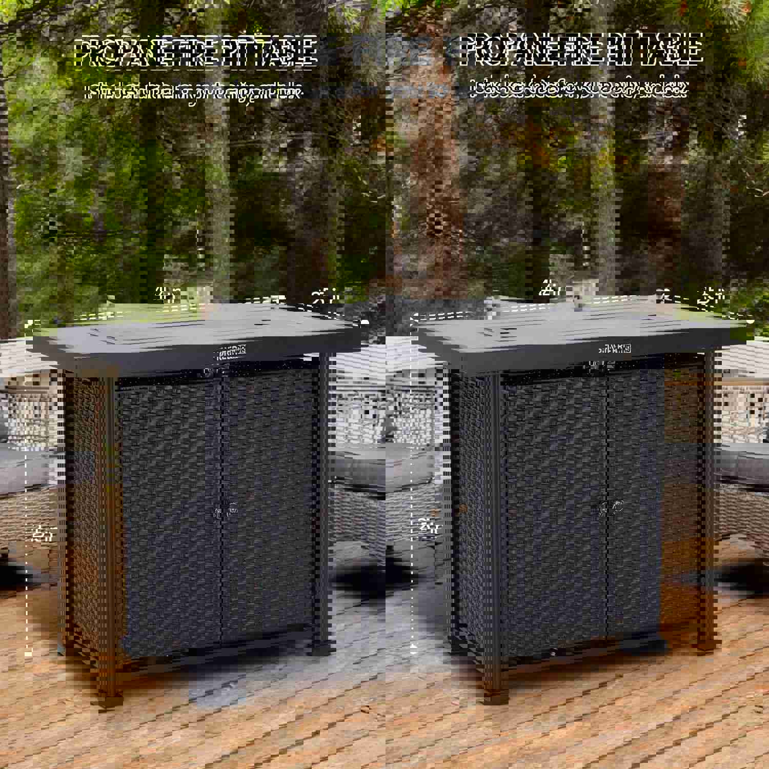 GARVEE PIONEERWORKS 44 Inch Propane Fire Pit Table with Double-Sided Cover