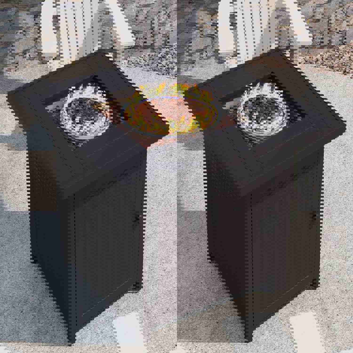 Modern 50,000 BTU Outdoor Propane Gas Fire Pit Table with Lava Rocks