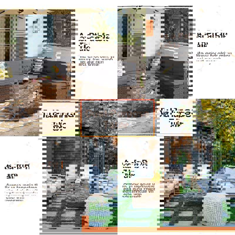 40 Wood-Like Rectangular Fire Table, 50000 BTU Propane Gas Fire Pit Table with Lava Rocks & Cover