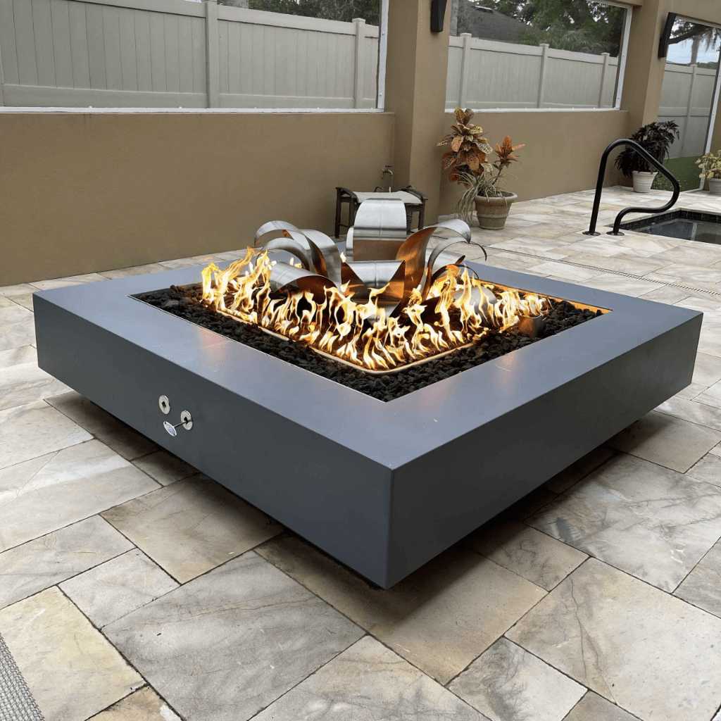 The Outdoor Plus - Cabo GFRC Concrete Square Liquid Propane Fire Pit 48