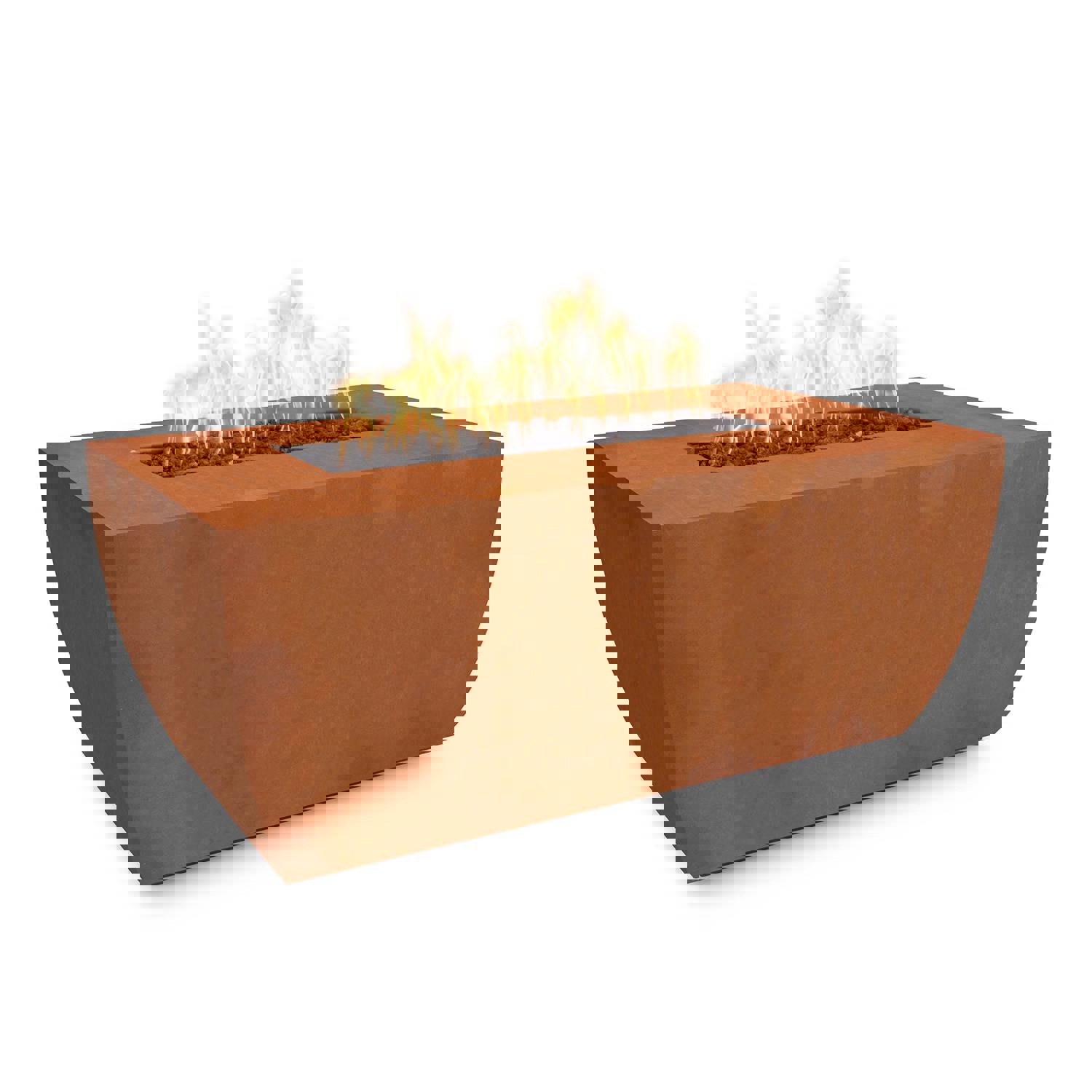 Outdoor Plus Linear Avalon 72 Hammered Copper Liquid Propane Fire Pit with 110V Electronic Ignition