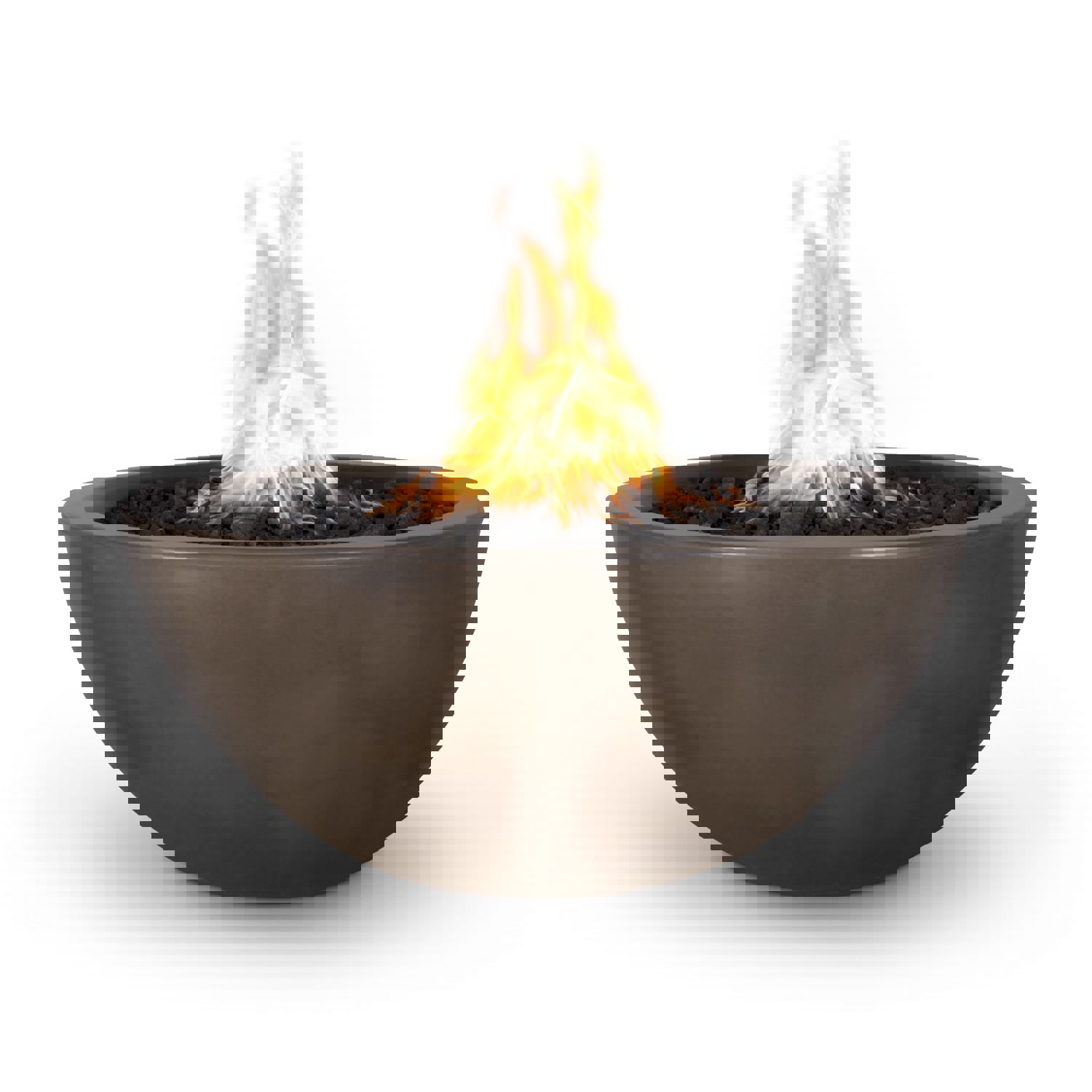 Outdoor Plus Luna Concrete Fire Pit - Stylish Half-Circle Fire Bowl for Patio