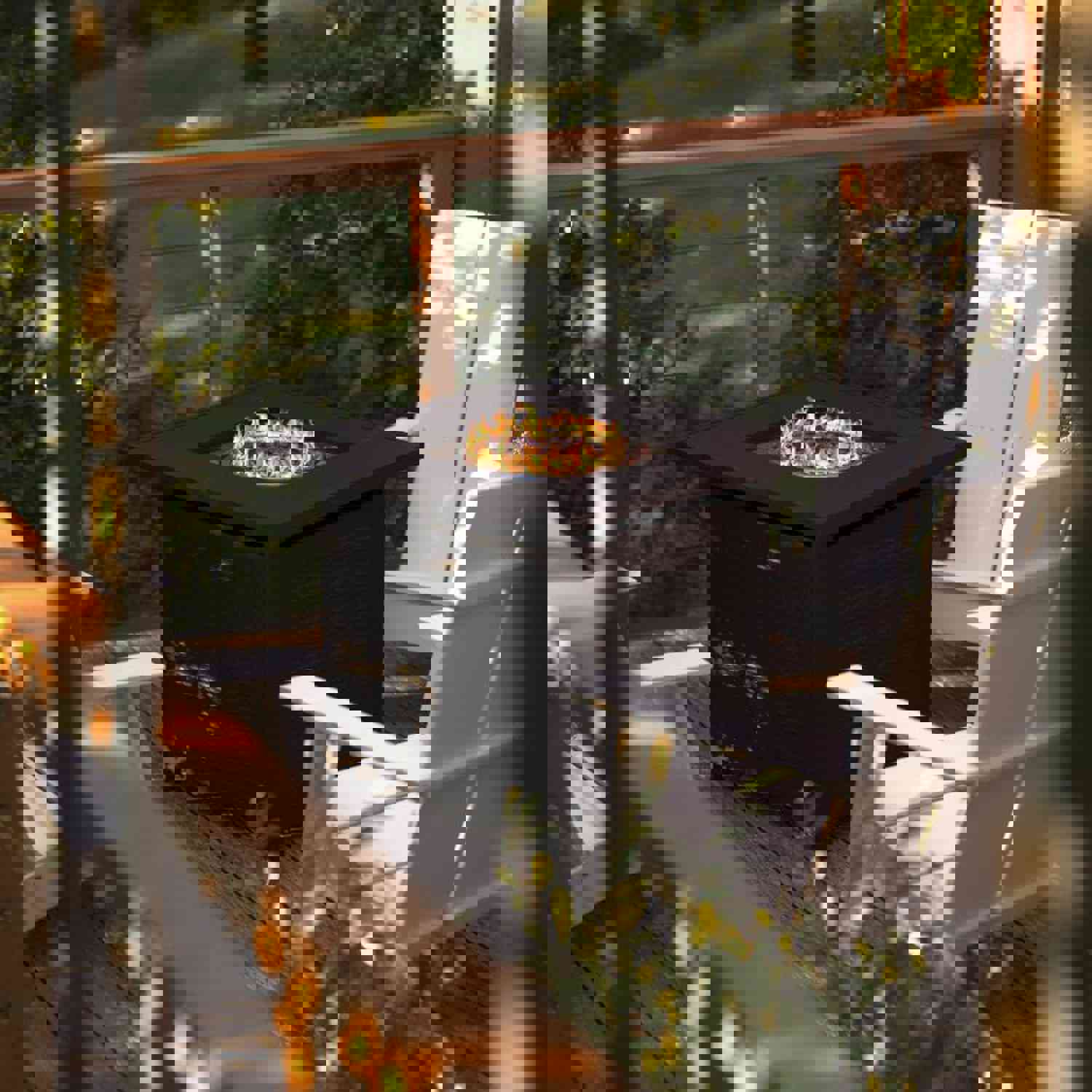 Modern 50,000 BTU Outdoor Propane Gas Fire Pit Table with Lava Rocks