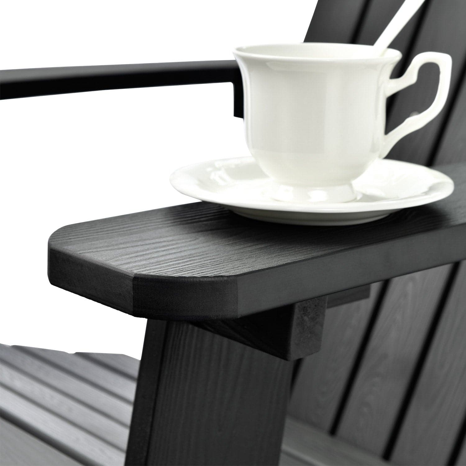 Ovios 3-Piece Outdoor Adirondack Chair Set with Dark Grey Fire Pit