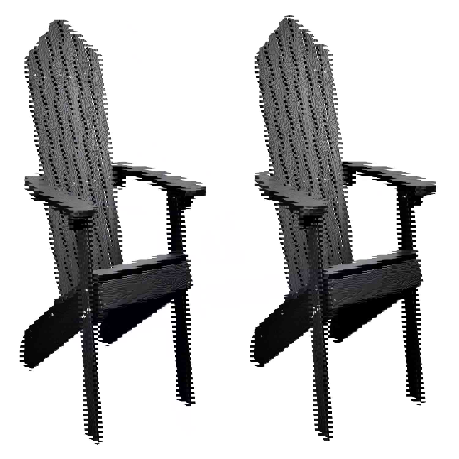 Ovios 3-Piece Outdoor Adirondack Chair Set with Dark Grey Fire Pit
