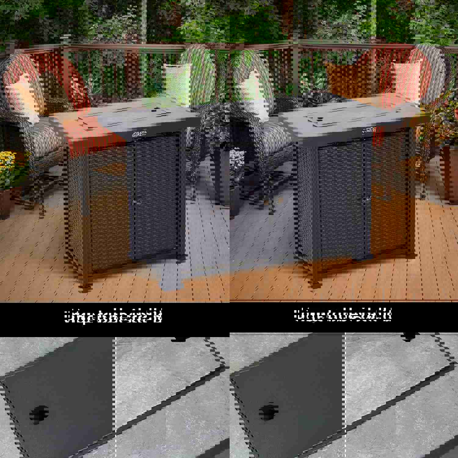 GARVEE PIONEERWORKS 44 Inch Propane Fire Pit Table with Double-Sided Cover