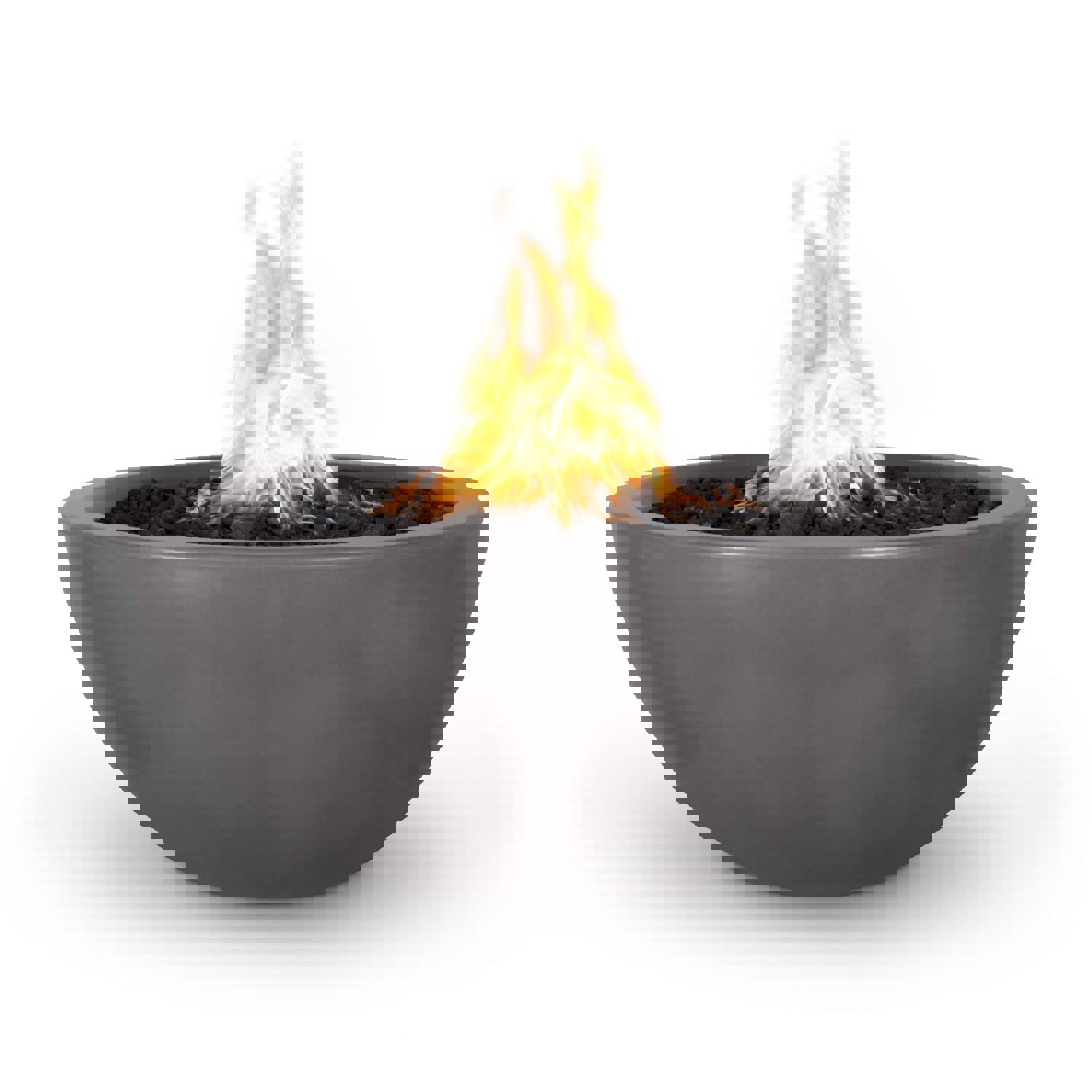 Outdoor Plus Luna Concrete Fire Pit - Stylish Half-Circle Fire Bowl for Patio