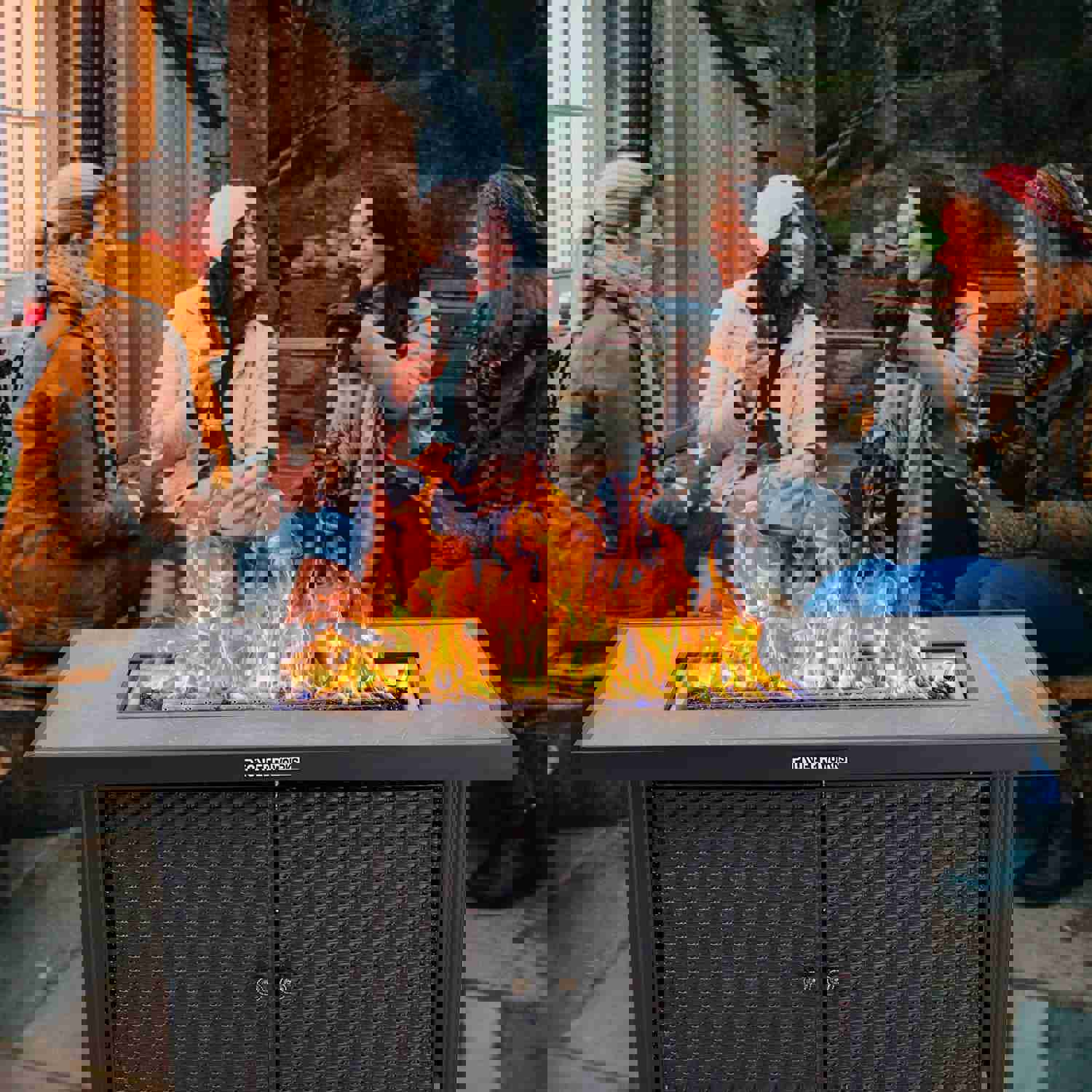 GARVEE PIONEERWORKS 44 Inch Propane Fire Pit Table with Double-Sided Cover