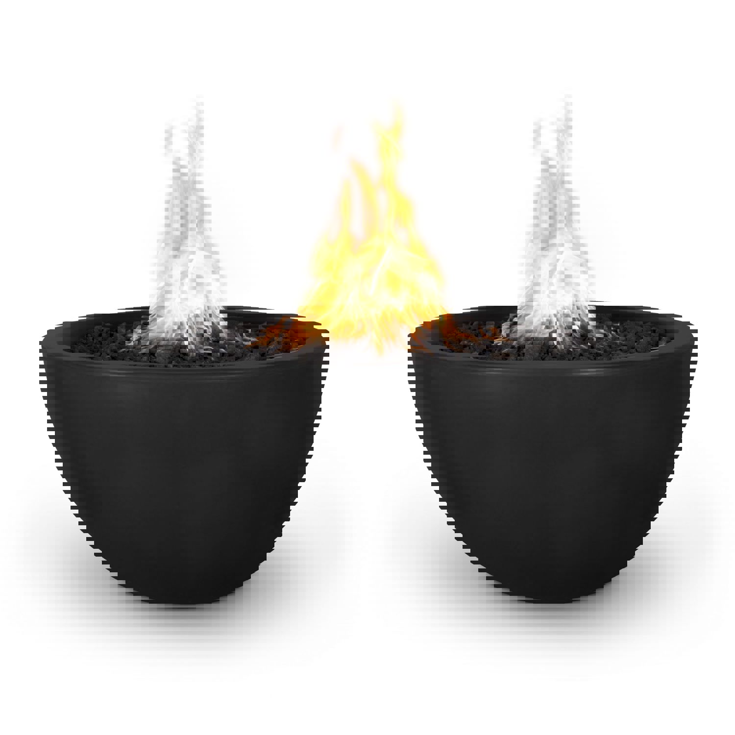 Outdoor Plus Luna Concrete Fire Pit - Stylish Half-Circle Fire Bowl for Patio