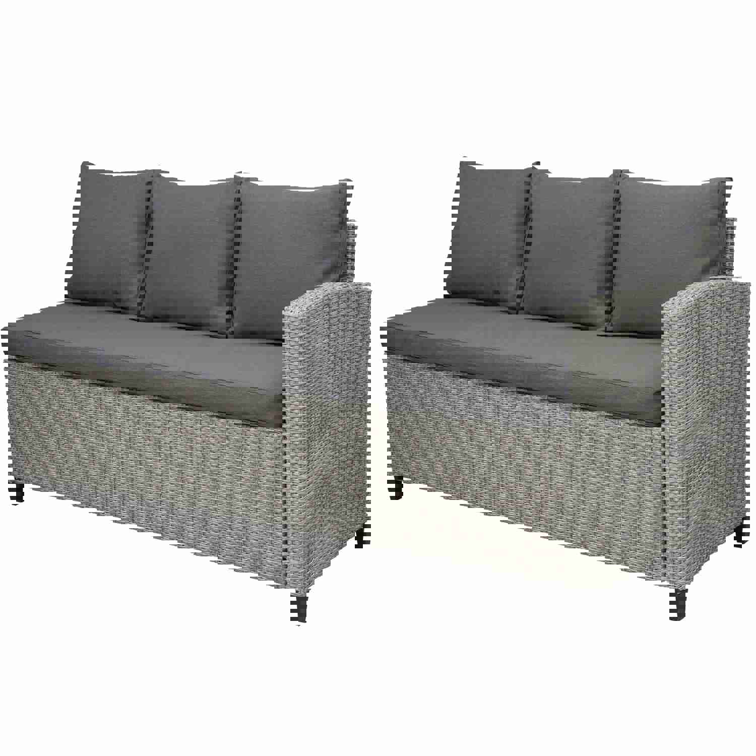 U_STYLE 5-Piece Outdoor Patio Furniture Set with Ottoman and Throw Pillows