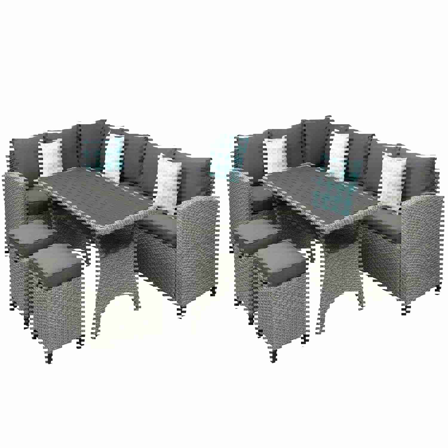 U_STYLE 5-Piece Outdoor Patio Furniture Set with Ottoman and Throw Pillows