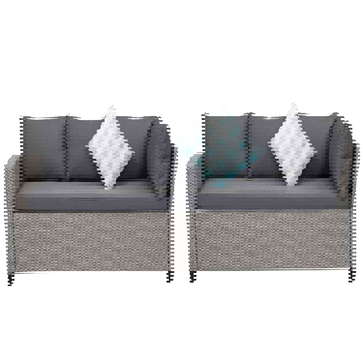 U_STYLE 5-Piece Outdoor Patio Furniture Set with Ottoman and Throw Pillows
