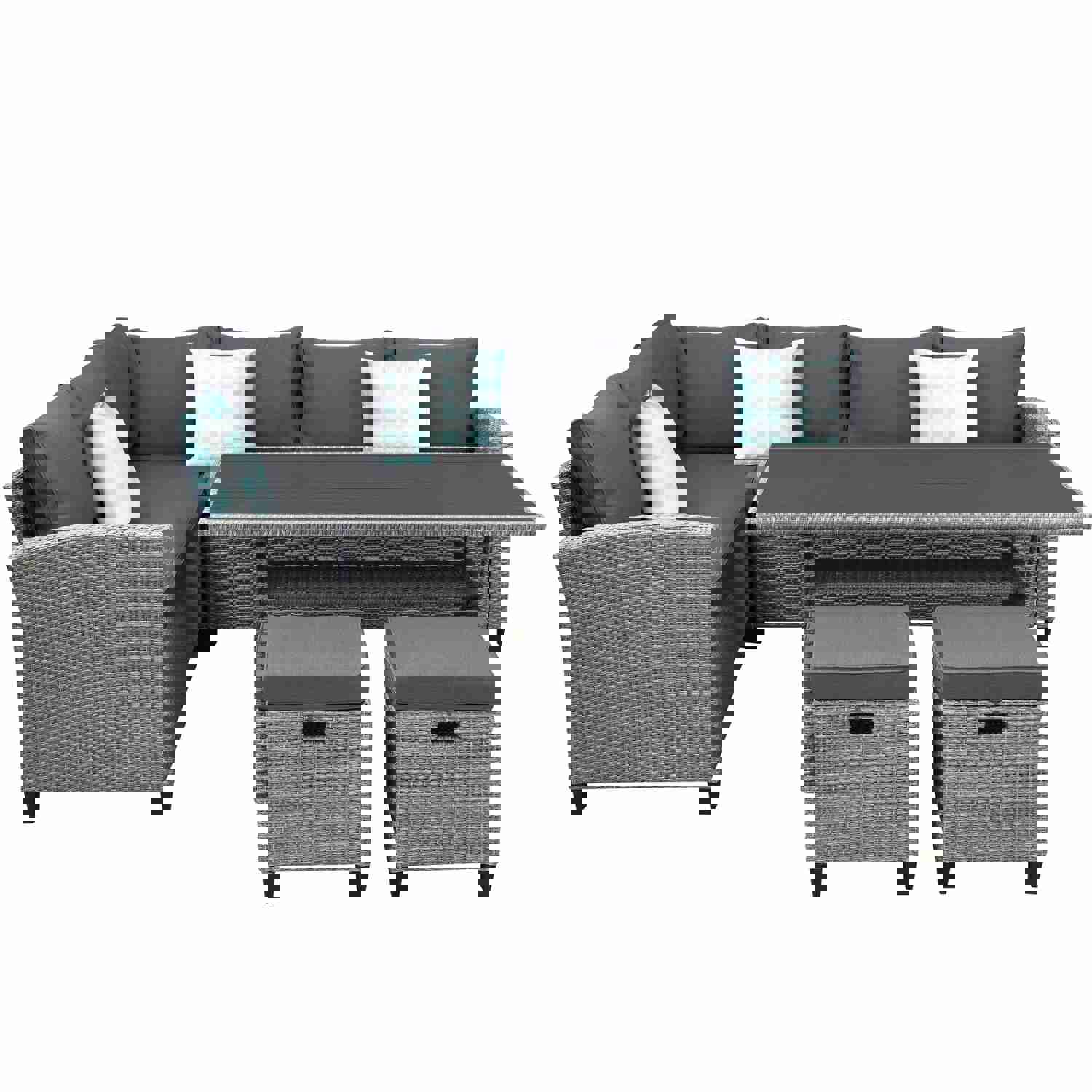 U_STYLE 5-Piece Outdoor Patio Furniture Set with Ottoman and Throw Pillows