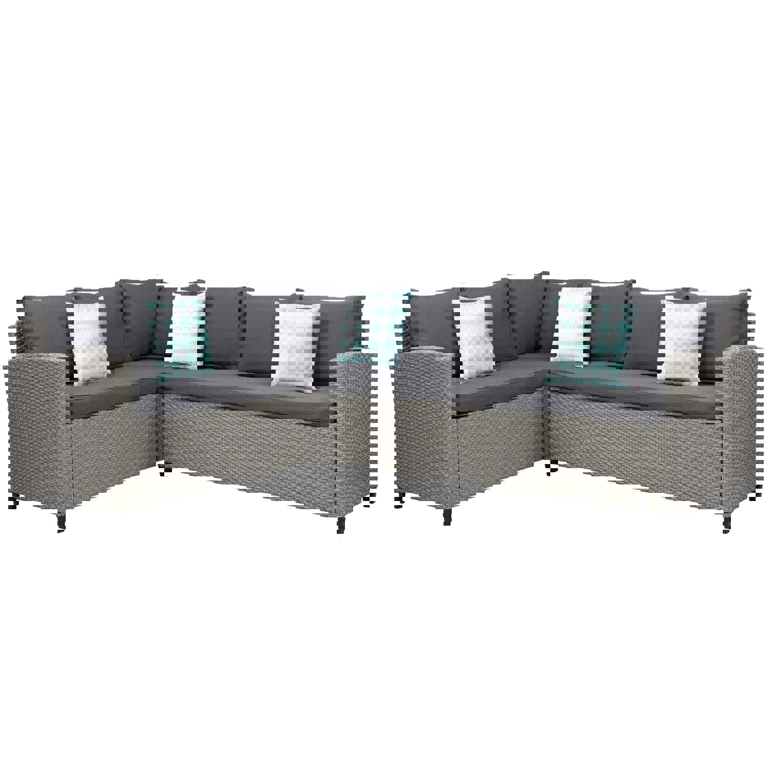 U_STYLE 5-Piece Outdoor Patio Furniture Set with Ottoman and Throw Pillows