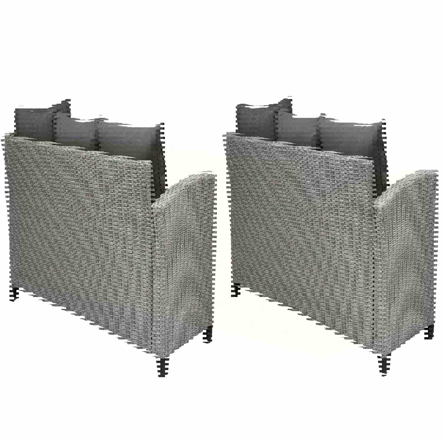 U_STYLE 5-Piece Outdoor Patio Furniture Set with Ottoman and Throw Pillows