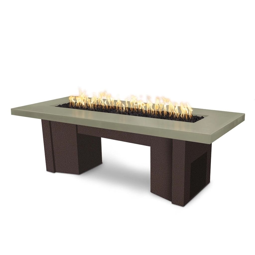 The Outdoor Plus 78 Alameda GFRC Smooth Concrete Top Rectangle Liquid Propane Fire Pit Table - Match Lit