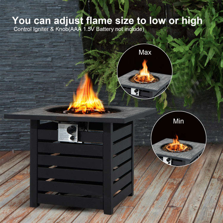 50000 BTU Outdoor Square Propane Gas Fire Pit Table with Waterproof Cover and Lava Rocks