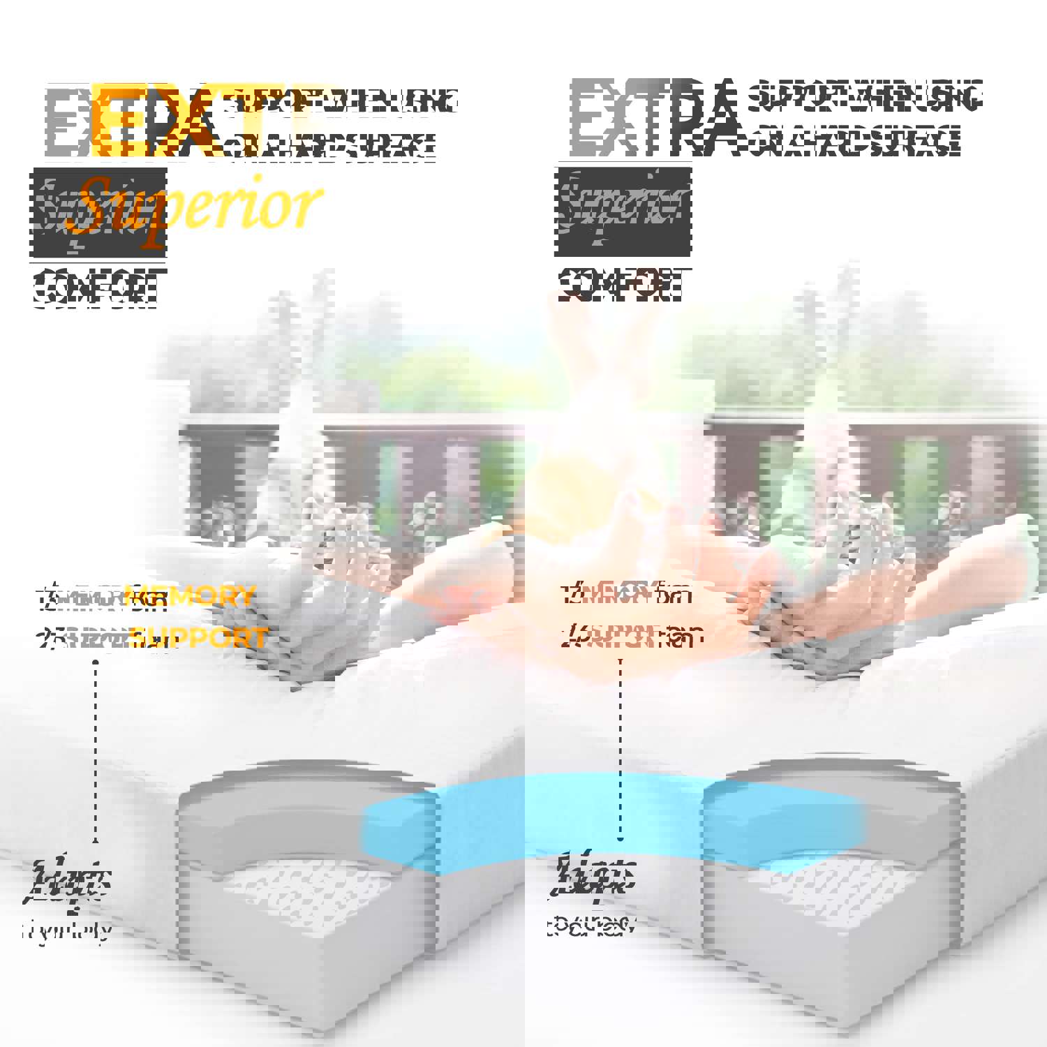 CertiPUR-US Memory Foam Camping Mattress Pad - Portable & Foldable with Waterproof Cover