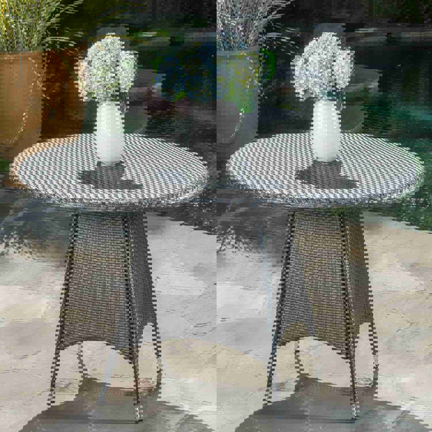 Bristle Outdoor Grey Wicker Round Dining Table