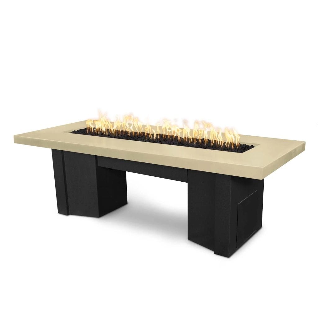 The Outdoor Plus 78 Alameda GFRC Smooth Concrete Top Rectangle Liquid Propane Fire Pit Table - Match Lit