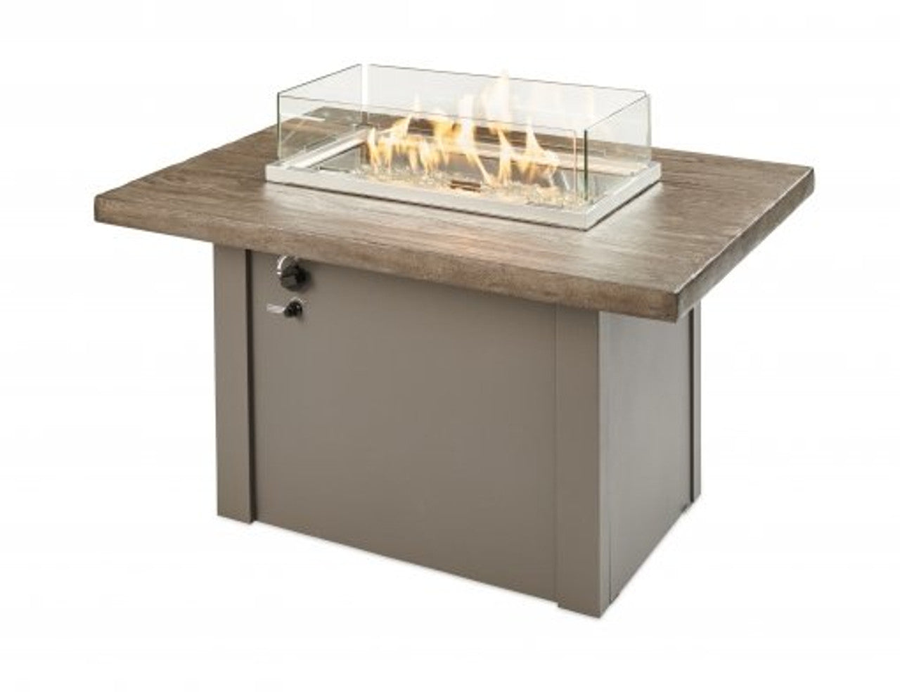 Outdoor Greatroom Driftwood Havenwood Rectangular Gas Fire Pit Table with Grey Base