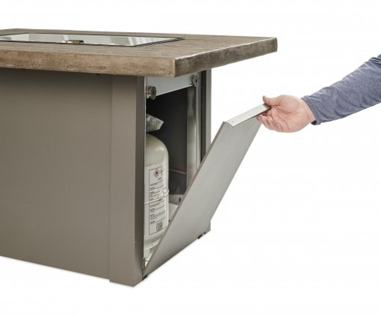 Outdoor Greatroom Driftwood Havenwood Rectangular Gas Fire Pit Table with Grey Base