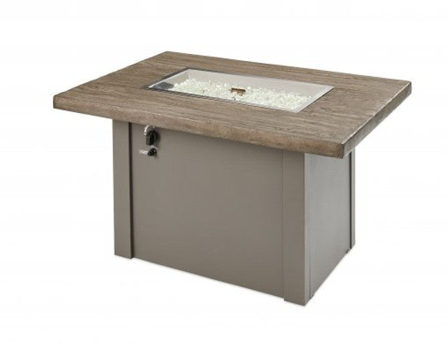 Outdoor Greatroom Driftwood Havenwood Rectangular Gas Fire Pit Table with Grey Base