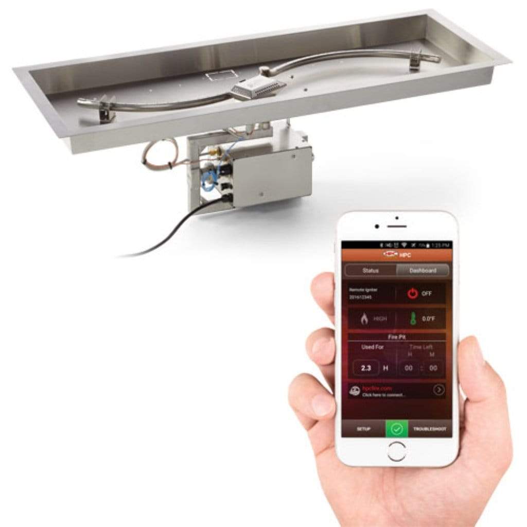 HPC 78x16 Rectangle S-Burner Bowl Pan Electronic Ignition Fire Pit Insert