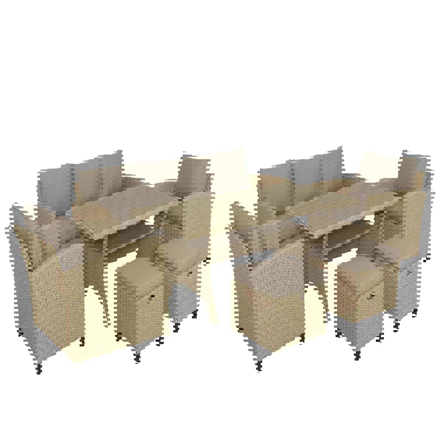 TOPMAX 6-Piece Outdoor Rattan Wicker Set for Patio, Garden, and Backyard