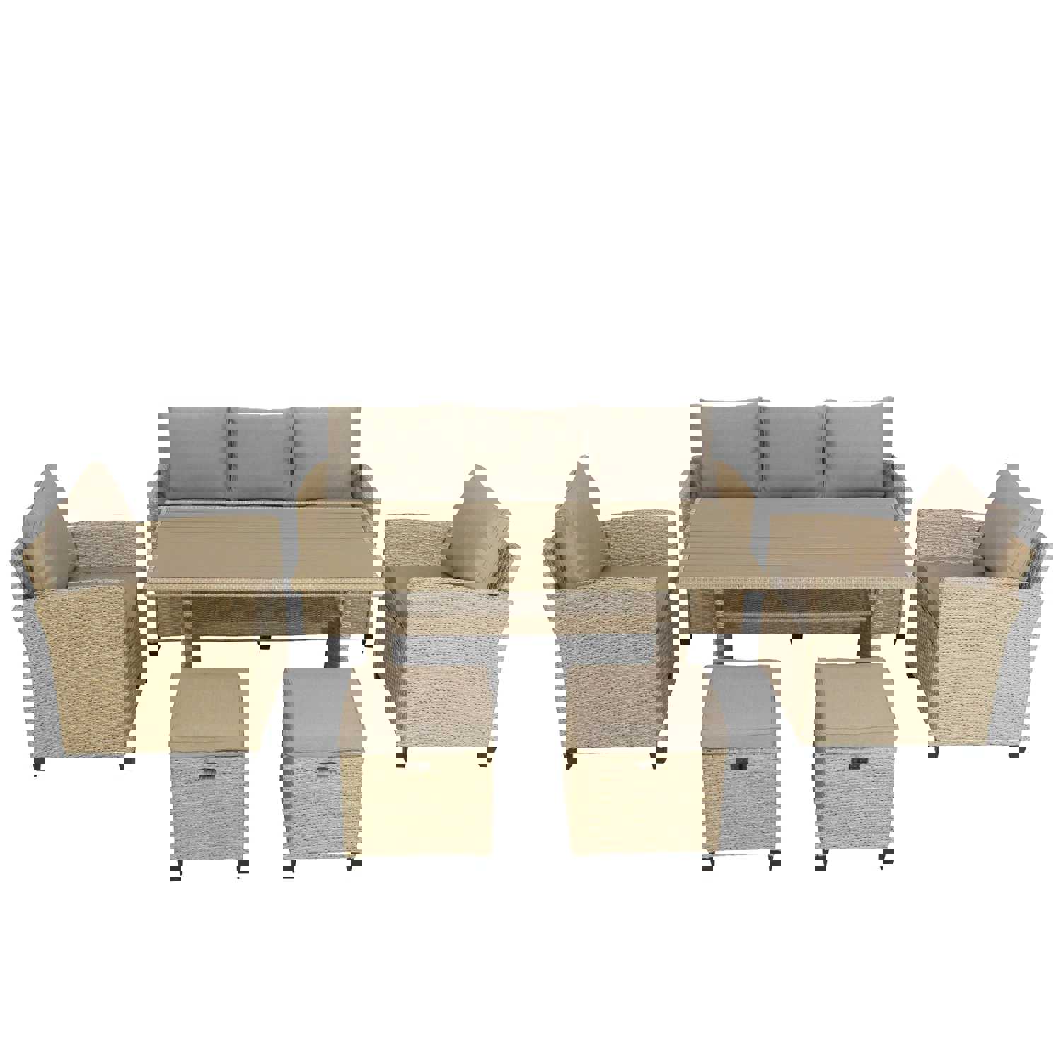 TOPMAX 6-Piece Outdoor Rattan Wicker Set for Patio, Garden, and Backyard