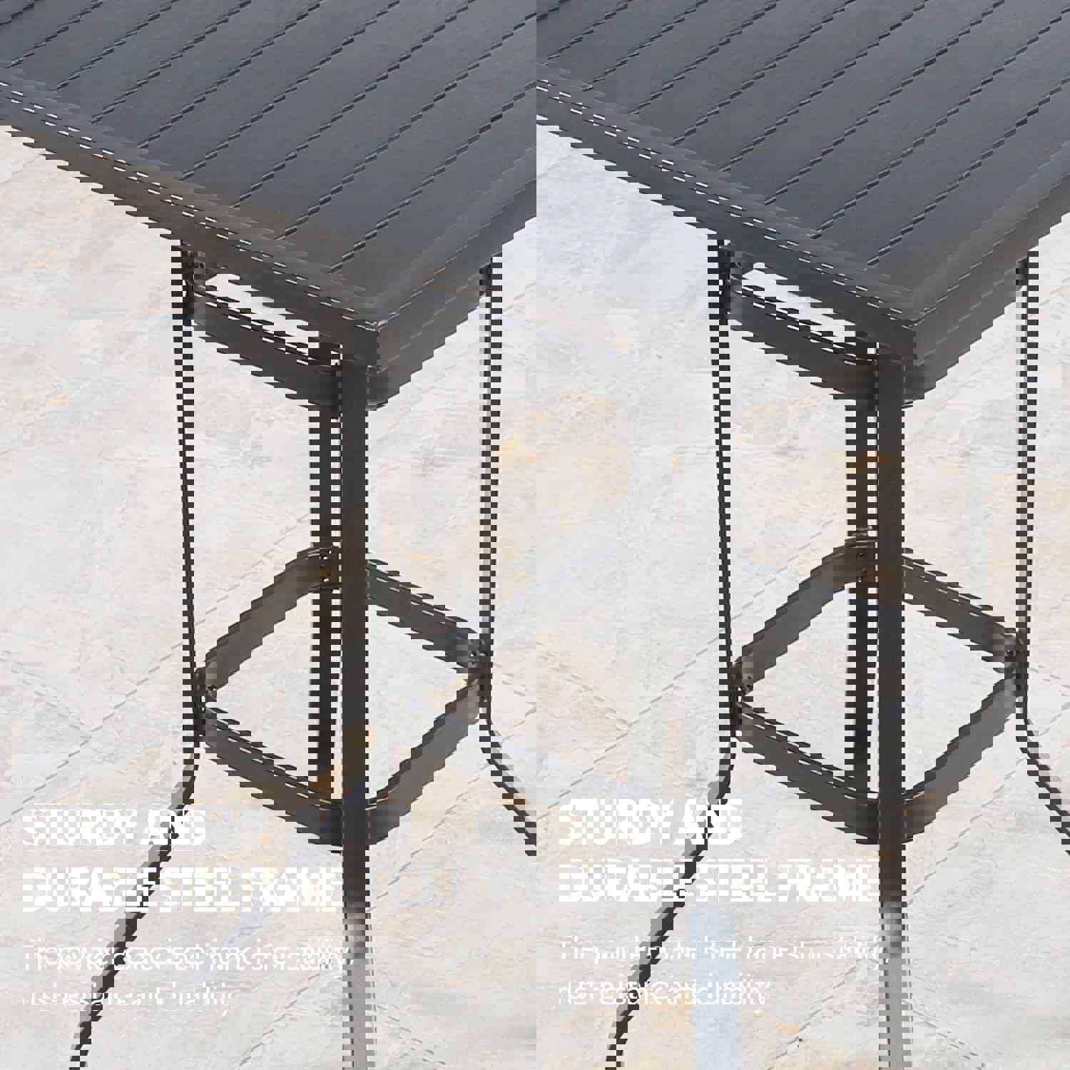 3-Piece Outdoor Patio Bar Set with Square Steel Table and Swivel Bar Stools