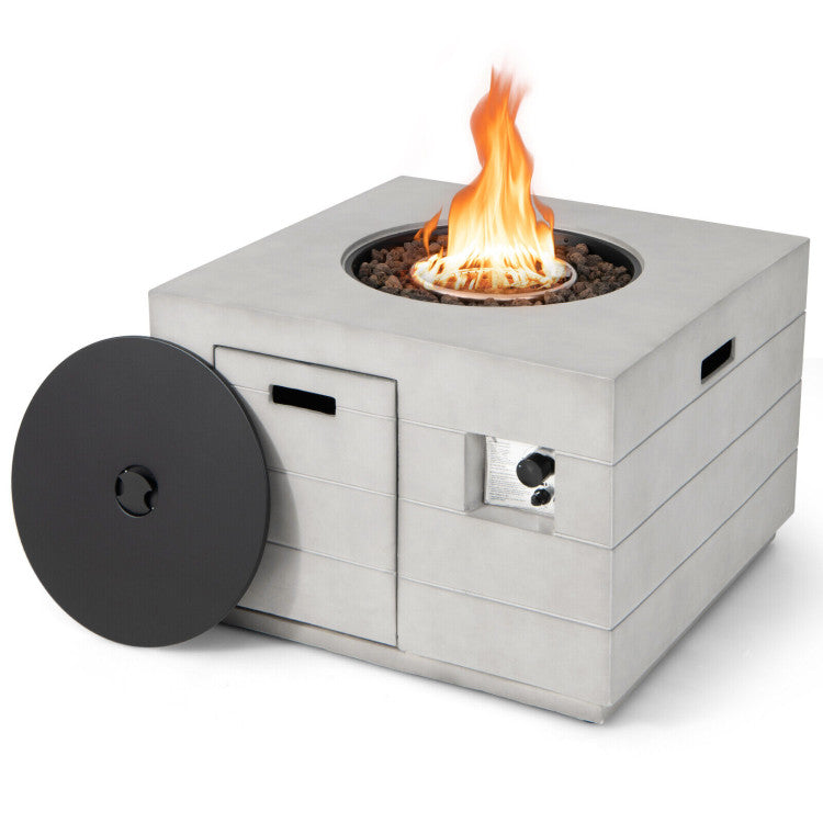 50000 BTU 2-in-1 Square Concrete Propane Gas Fire Pit Table with Stainless Steel Burner