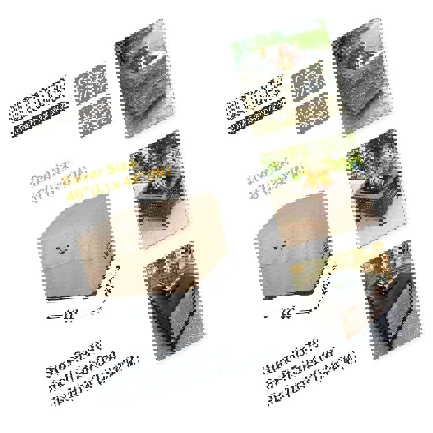 ULTCOVER 44 Inch Square Waterproof Patio Fire Pit Table Cover