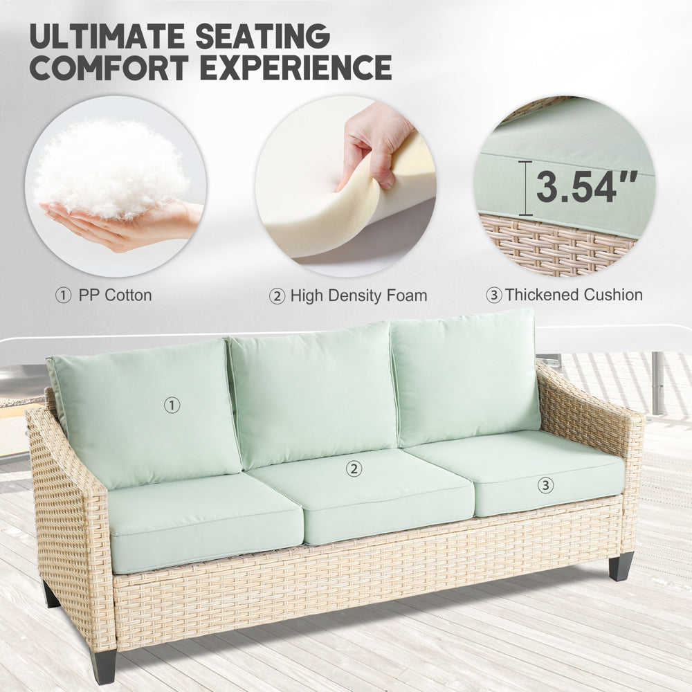 Ovios Athena Series 8-Piece Outdoor Patio Furniture Set with 42" Rectangle Propane Fire Pit Table