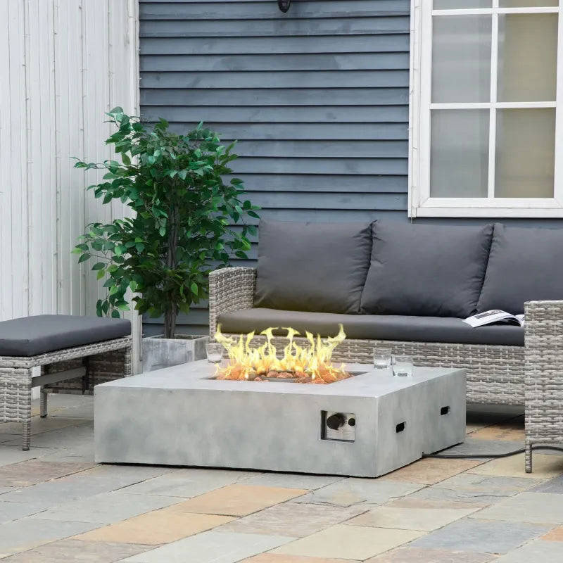 Outsunny 56 Inch Outdoor Propane Gas Fire Pit Table with Auto-Ignition and Lava Rocks