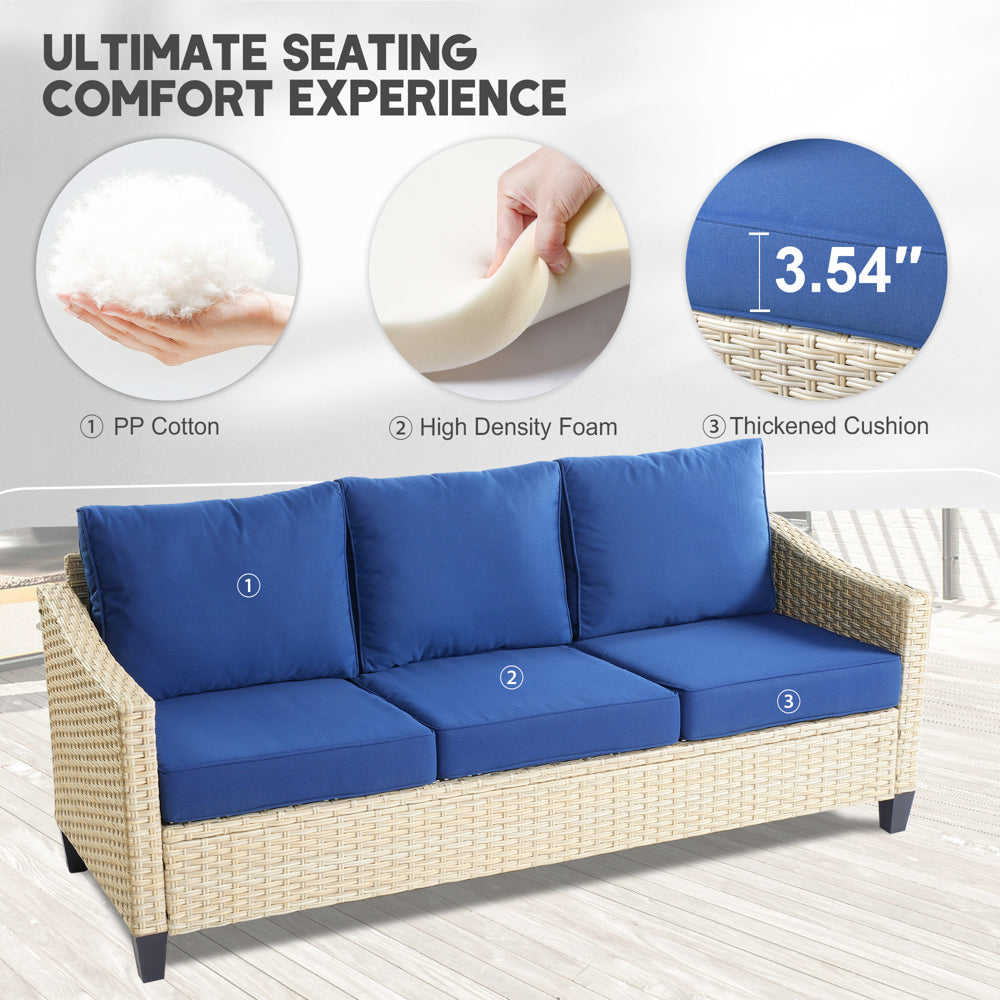 Ovios Athena Series 8-Piece Outdoor Patio Furniture Set with 42" Rectangle Propane Fire Pit Table