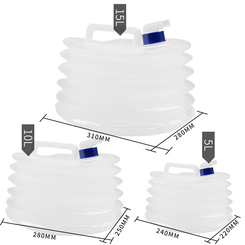 Portable Outdoor Folding Water Bucket with Tap - 5L/10L/15L Collapsible Storage Container for Camping