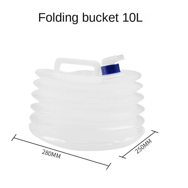 Portable Outdoor Folding Water Bucket with Tap - 5L/10L/15L Collapsible Storage Container for Camping