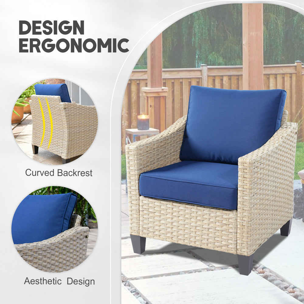 Ovios Athena Series 8-Piece Outdoor Patio Furniture Set with 42" Rectangle Propane Fire Pit Table