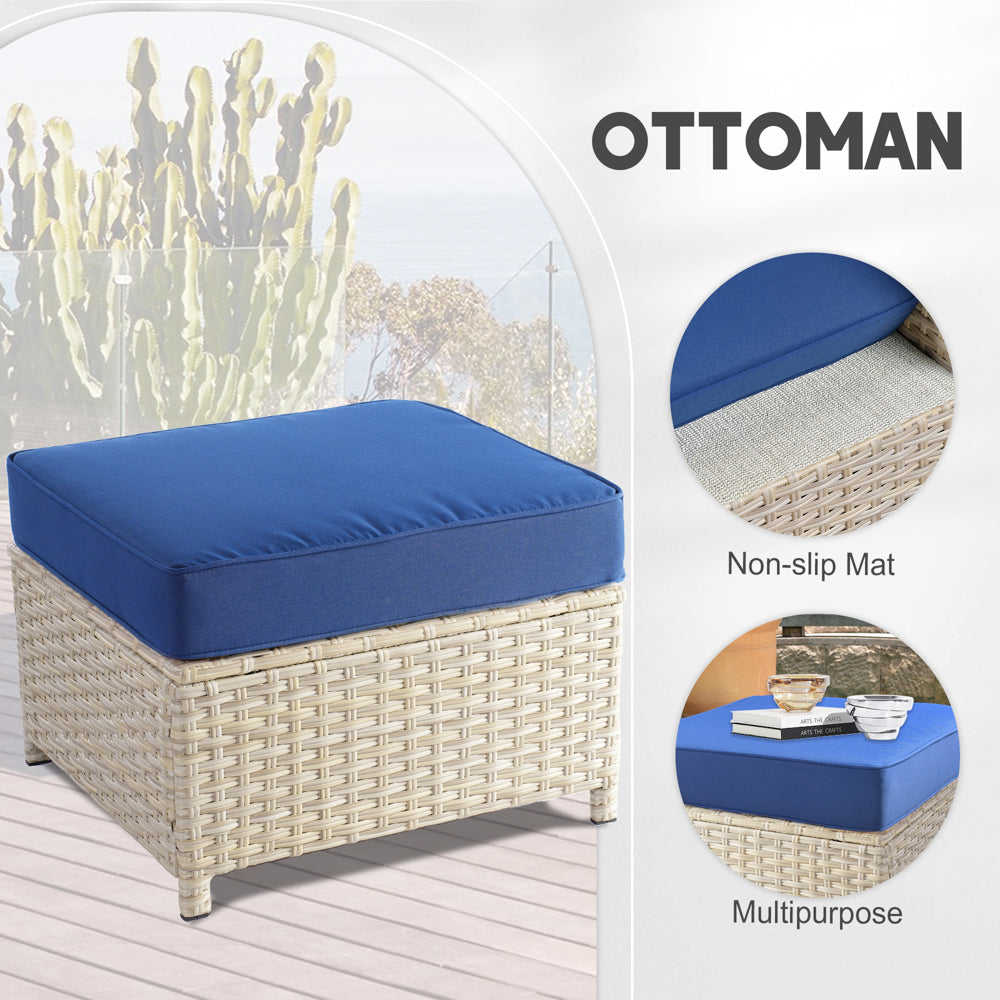 Ovios Athena Series 8-Piece Outdoor Patio Furniture Set with 42" Rectangle Propane Fire Pit Table