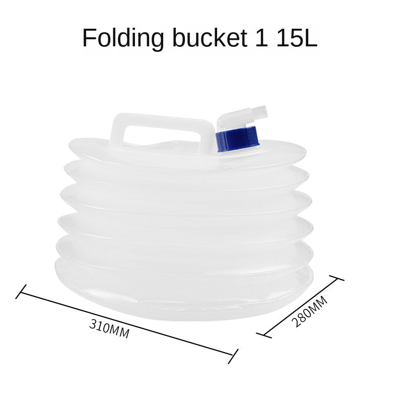 Portable Outdoor Folding Water Bucket with Tap - 5L/10L/15L Collapsible Storage Container for Camping