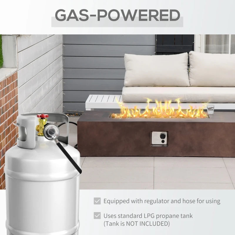 Outsunny 56 Inch Outdoor Propane Gas Fire Pit Table with Auto-Ignition and Lava Rocks