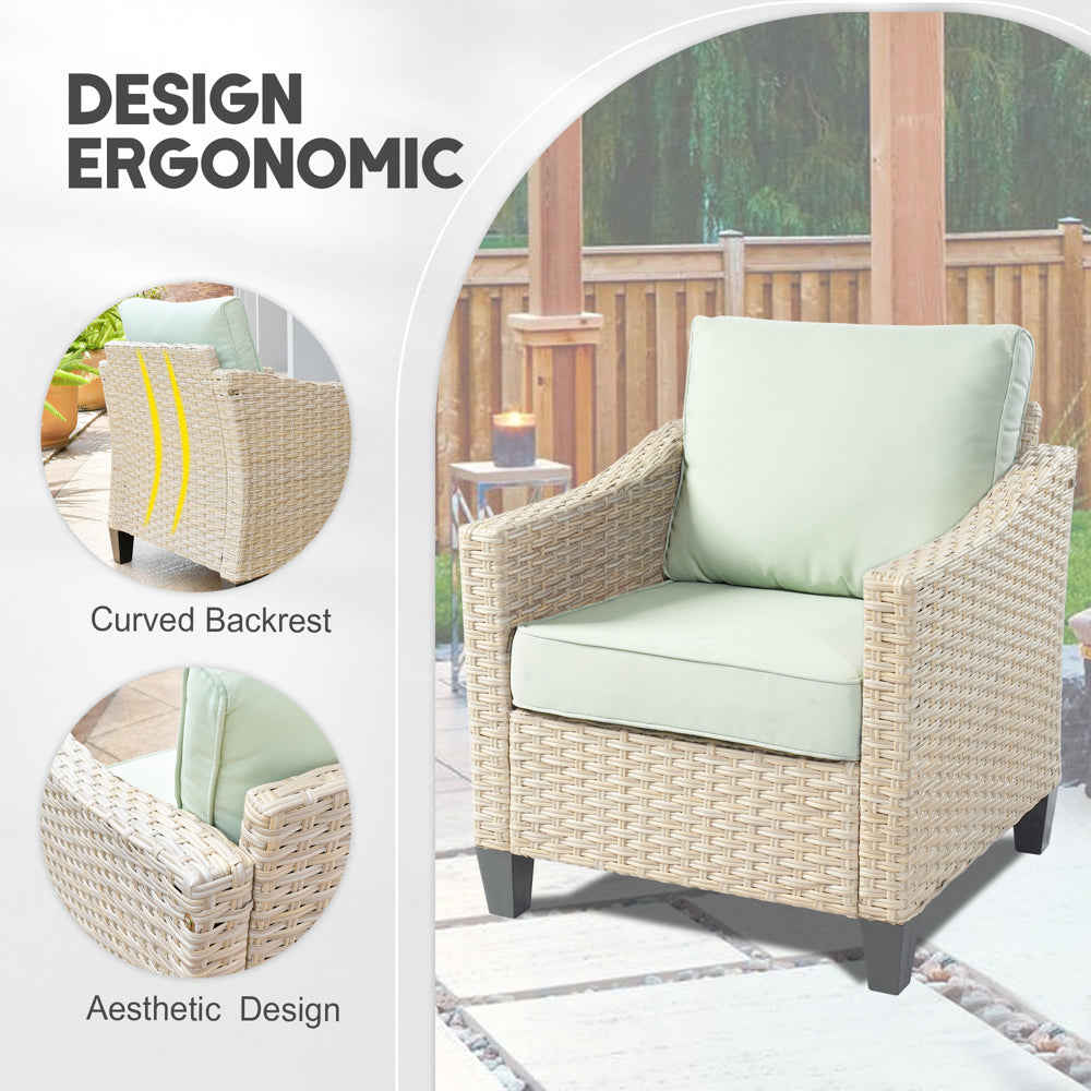 Ovios Athena Series 8-Piece Outdoor Patio Furniture Set with 42" Rectangle Propane Fire Pit Table