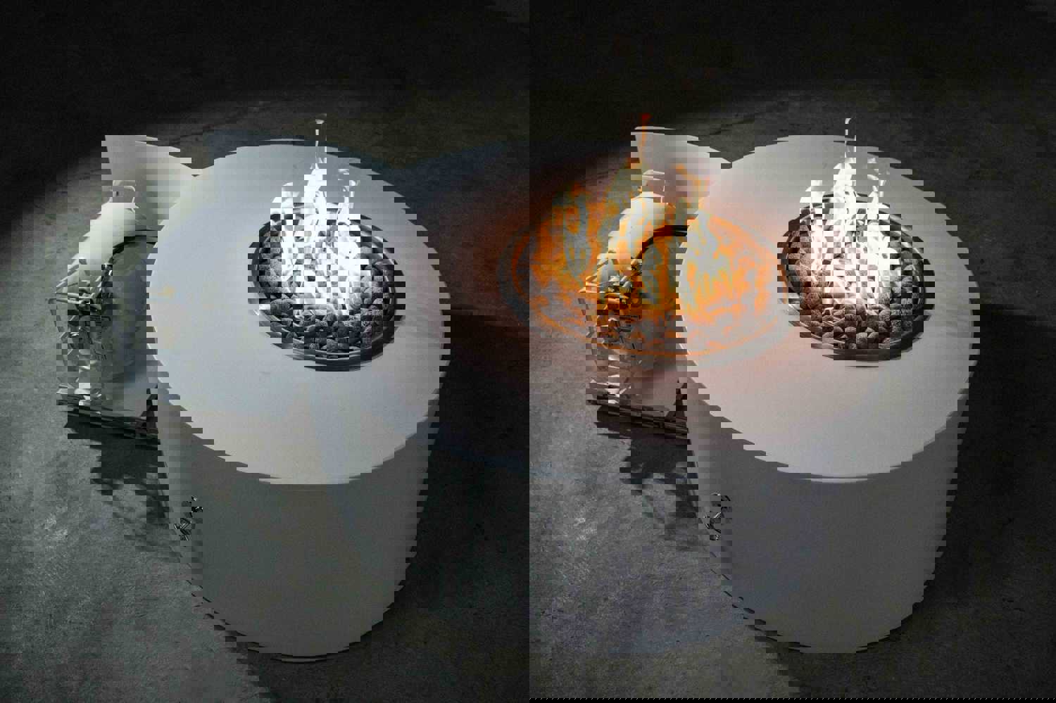 Isla 42 White Powder Coated Metal Liquid Propane Fire Pit with Flame Sense and Spark Ignition