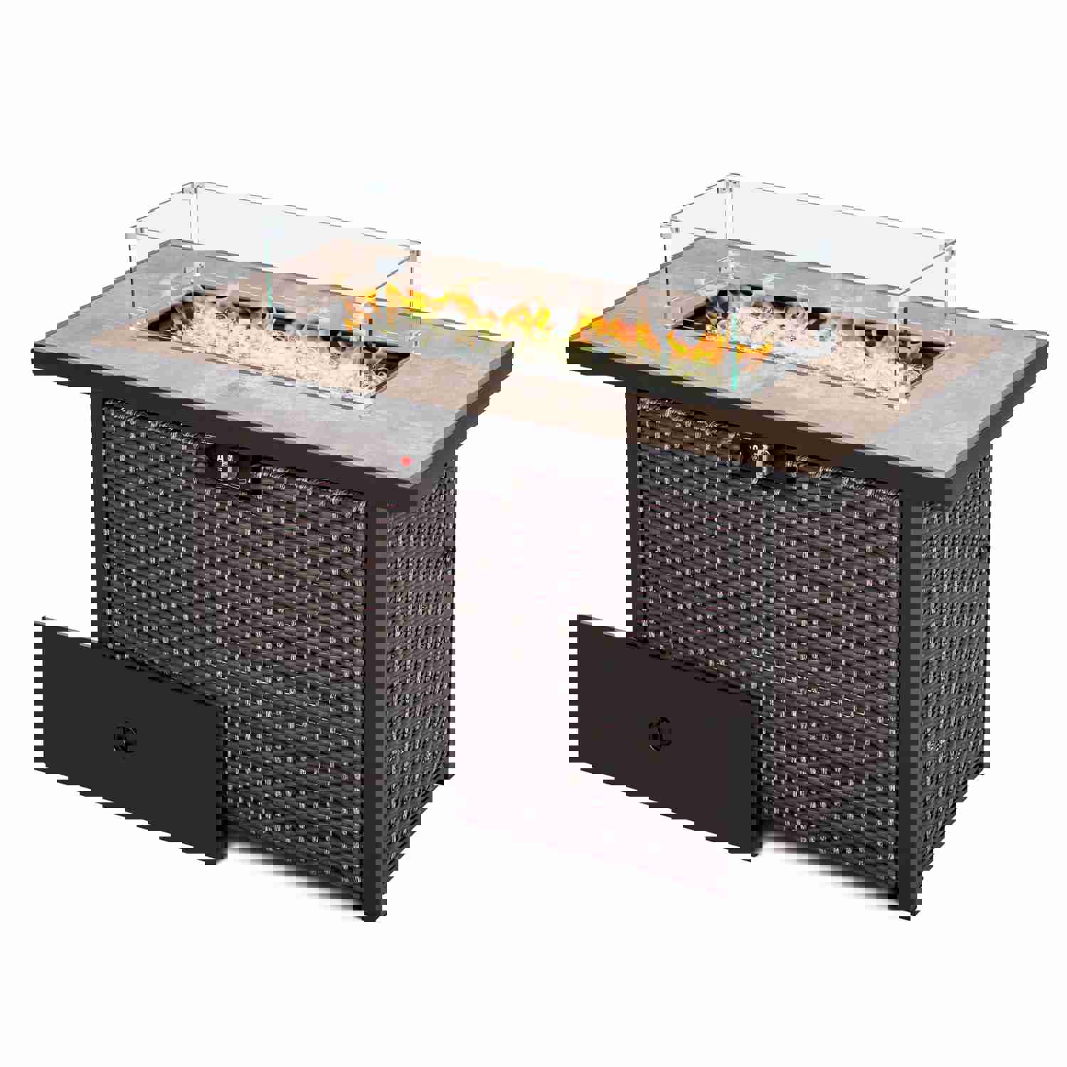 Outdoor 43 Inch 50,000 BTU Propane Gas Rattan Fire Pit Table with Ceramic Tabletop